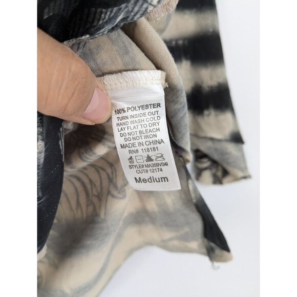 BLEU Tunic Top Women Size M Abstract Floral Medallion Festival Witchy Artsy Goth - Picture 11 of 13